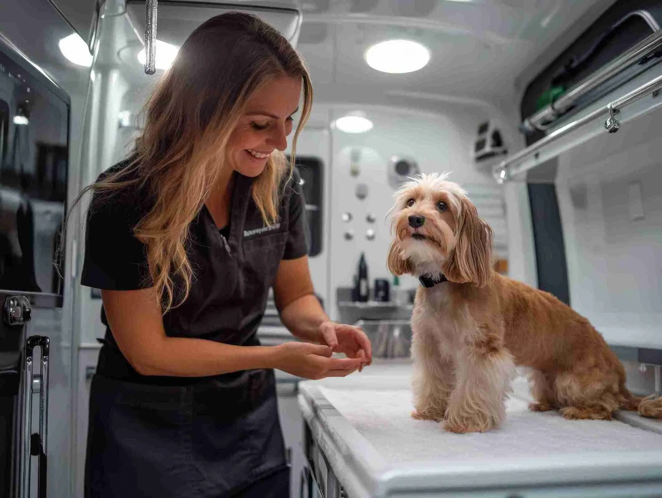 Mobile dog grooming service at your location